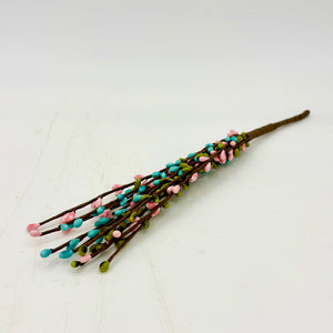 12" Pastel Pip Berry Spray | Pink/Blue/Green