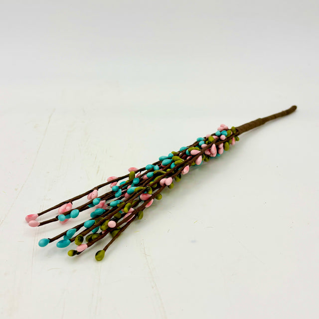 12" Pastel Pip Berry Spray | Pink/Blue/Green