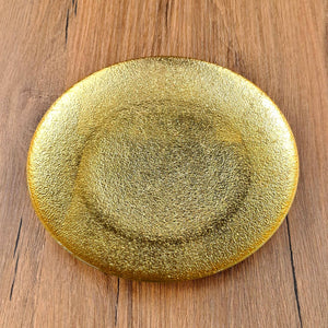 8.5" Gold Gilded Aura Glass Salad Plate