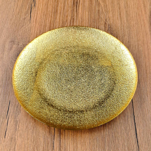 8.5" Gold Gilded Aura Glass Salad Plate