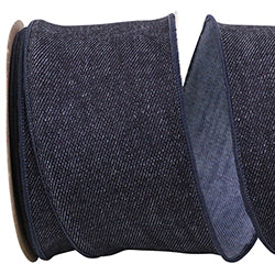 2.5"x10 Yards Snowflakes Texture Iridescent Denim Wired Edge Ribbon