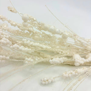 36" White Berry Twig Glitter Spray