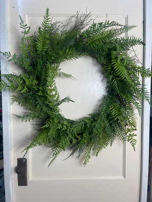 36" Natural Touch Fern Wreath | UV Treated