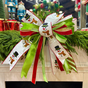 Dapper Snowman Christmas Bow | 20" Handtied Designer Bow