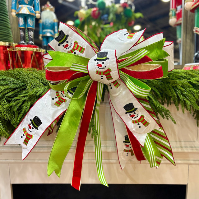 Dapper Snowman Christmas Bow | 20" Handtied Designer Bow