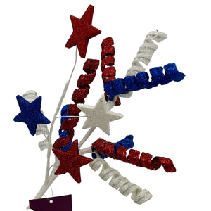 14" Americana Glitter Curly Q with Star Pick