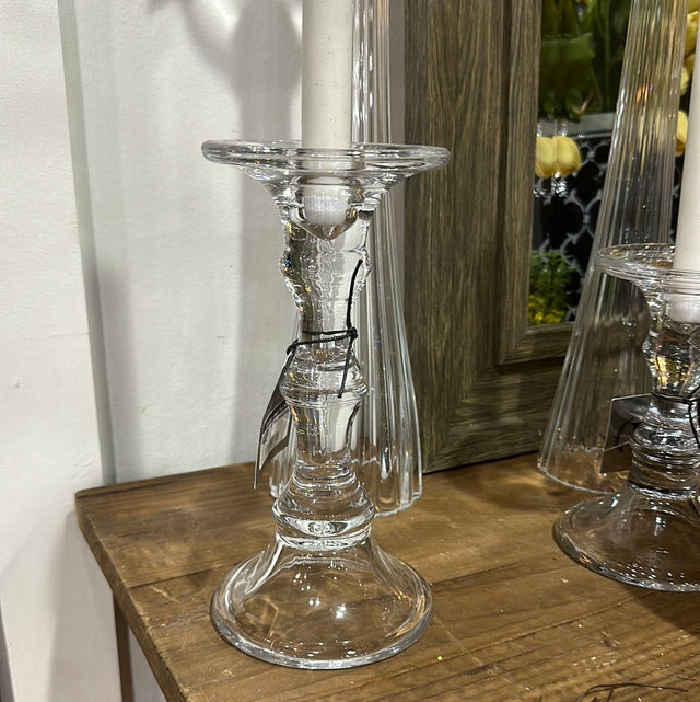 9" Tall Glass Candle Holder