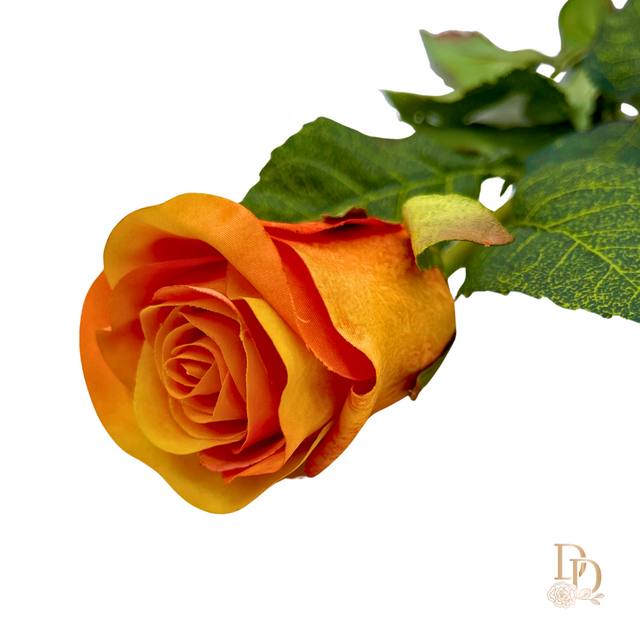 28" Orange Rosebud Stem