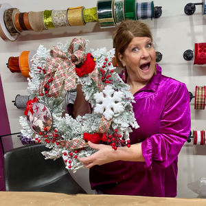 24” Crimson Snowfall Winter Wreath Kit