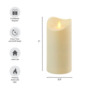 Battery-Operated 7" Pillar Candle with Moving Flame