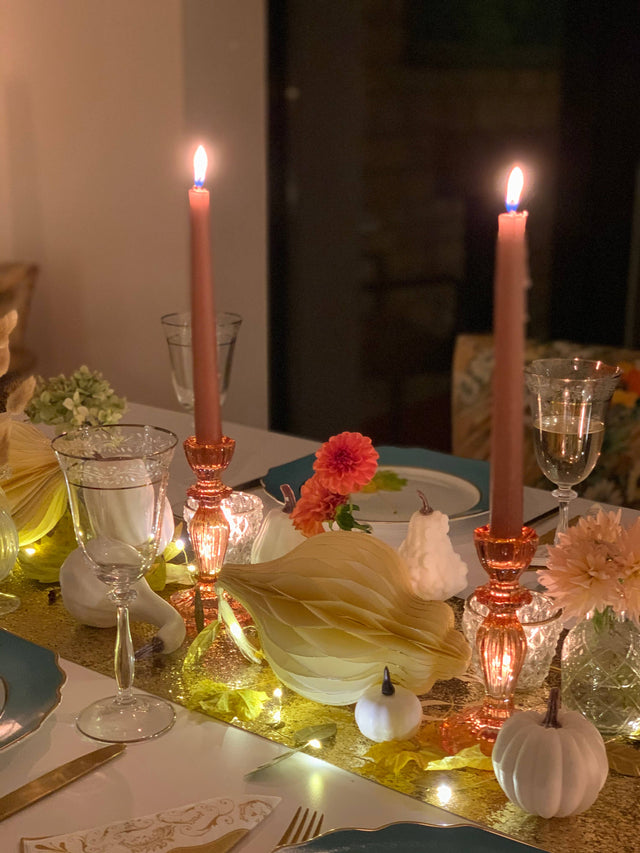 6.3" Orange Glass Candlestick Holder