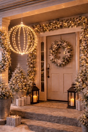18" or 24" Warm White Twinkle LED Ball Steel Wire Silhouette Light