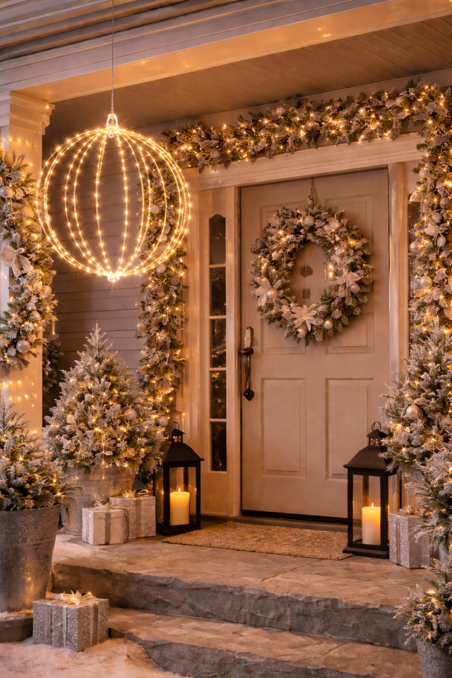 18" or 24" Warm White Twinkle LED Ball Steel Wire Silhouette Light