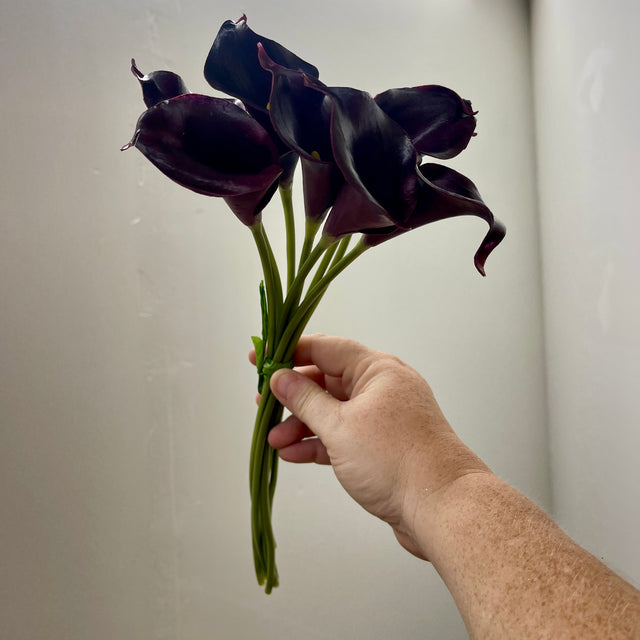 14" Aubergine Mini Calla Lily Bundle | Set of 8 Blooms