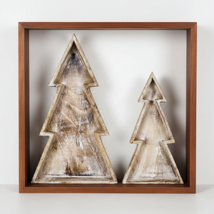 19.5"-17.5" Wooden Christmas Tree Trays Set of 2
