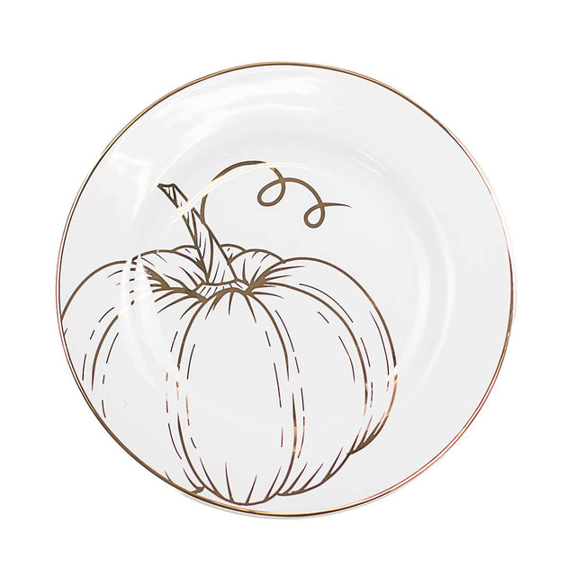 8" Westchester Pumpkin Plate | White & Metallic Gold