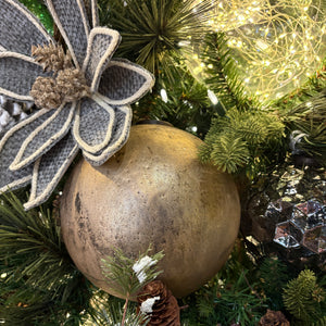 8" Antique Rustic Ball Ornament | Available in Green or Brown