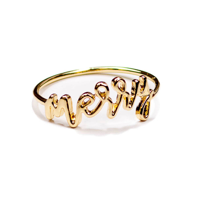 2" Gold Merry Napkin Ring