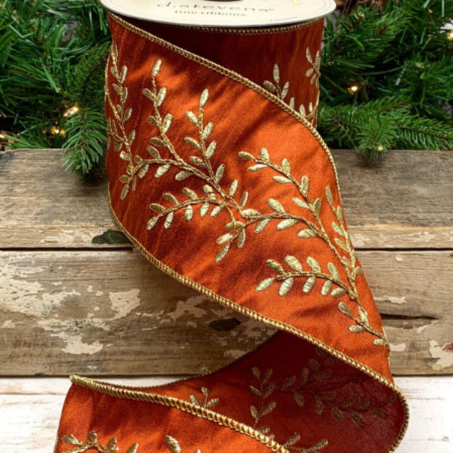 4" x 10yds Faux Dupion Bittersweet Ribbon
