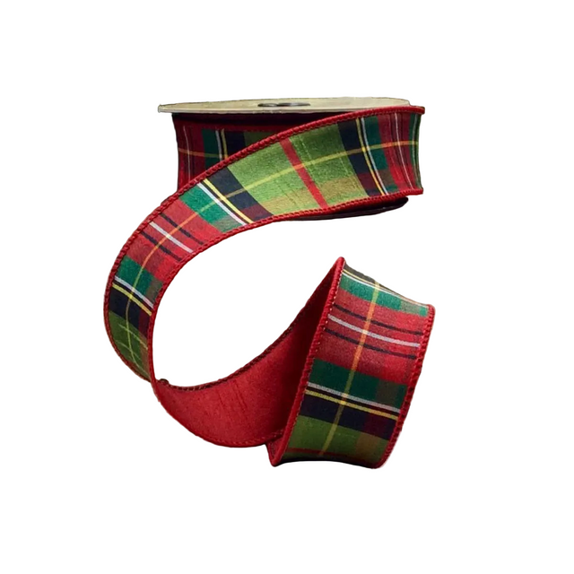1.5" x 10 Yards Traditions Tartan Dupion Ribbon