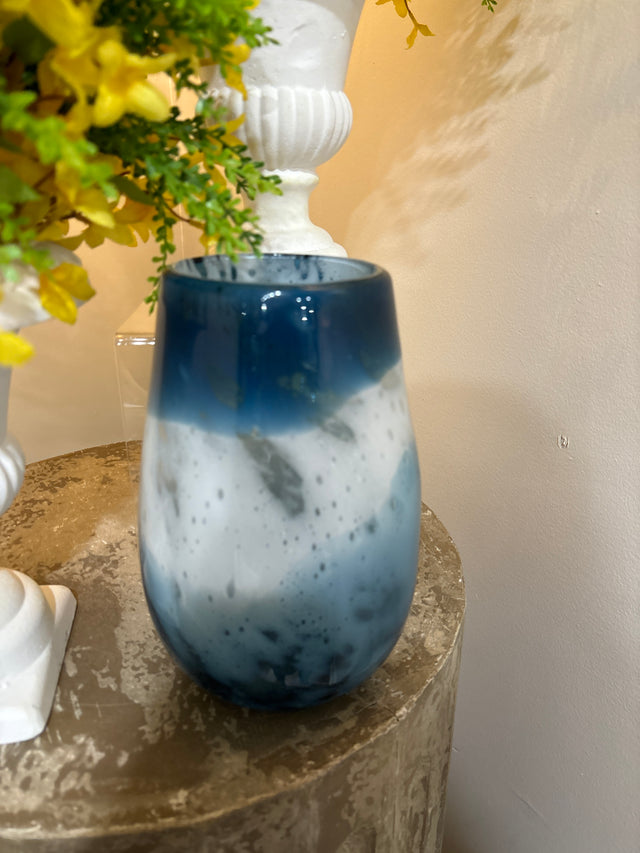 9” Blue Art Glass Vase