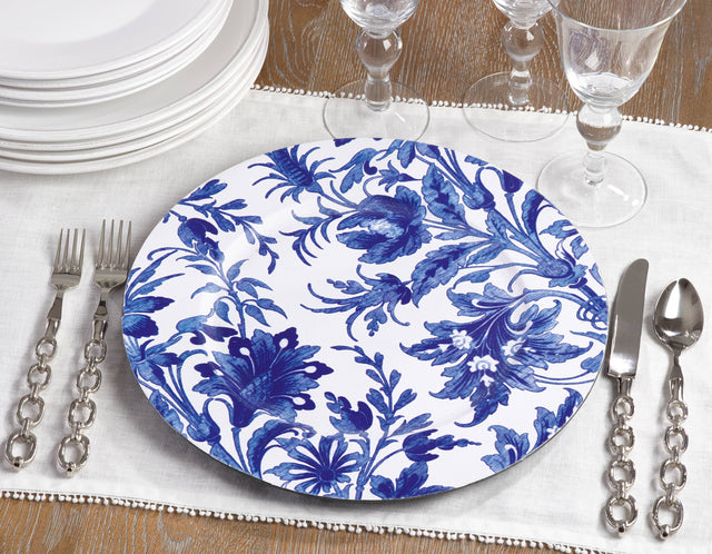 14" Chinoiserie Floral Blue & White Charger