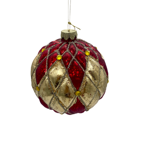 4 inch Burgundy Glass Quilted Royal Ball Ornament