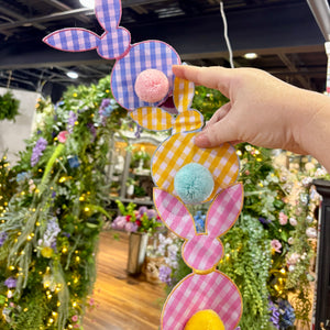 72" Gingham Easter Bunny Pompom Tail Garland