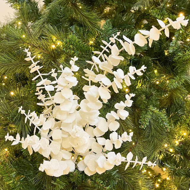 28" White Artificial Eucalyptus Snowy Spray