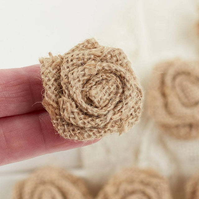 1.5" Burlap Rose Embellishments | Pack of 9