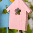 Wood Birdhouse Stem, Pink Blue Green Yellow, additional view