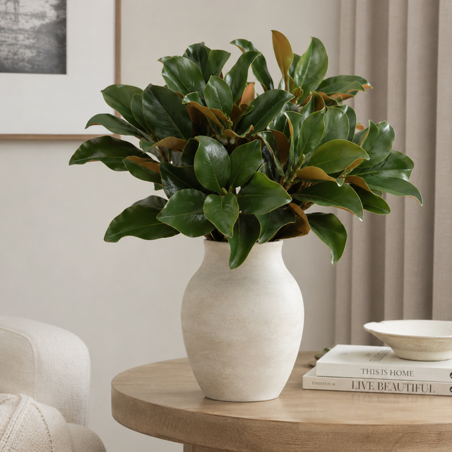 25" Small Magnolia Leaf Stem