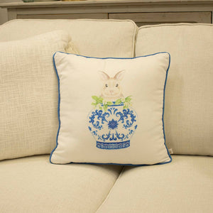 Winston Bunny Pillow | Soft White/Multi   16x16”