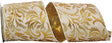 4 inch x 5 yards White Gold Velvet Florence Wired Edge Ribbon
