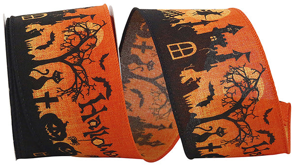 2.5"x10YDS Halloween Street Scene Ribbon