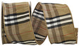 2.5 inch x 10 yards Plaid Dupioni Burbank Tierra Wired Edge Ribbon