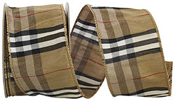 2.5" x 10 Yards Plaid Dupioni Burbank Tierra Wired Edge Ribbon