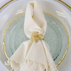 2" Matte Gold Maple Leaf Napkin Ring