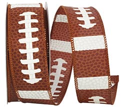 1.5" x 10 Yards Football Pigskin Wired Edge Ribbon