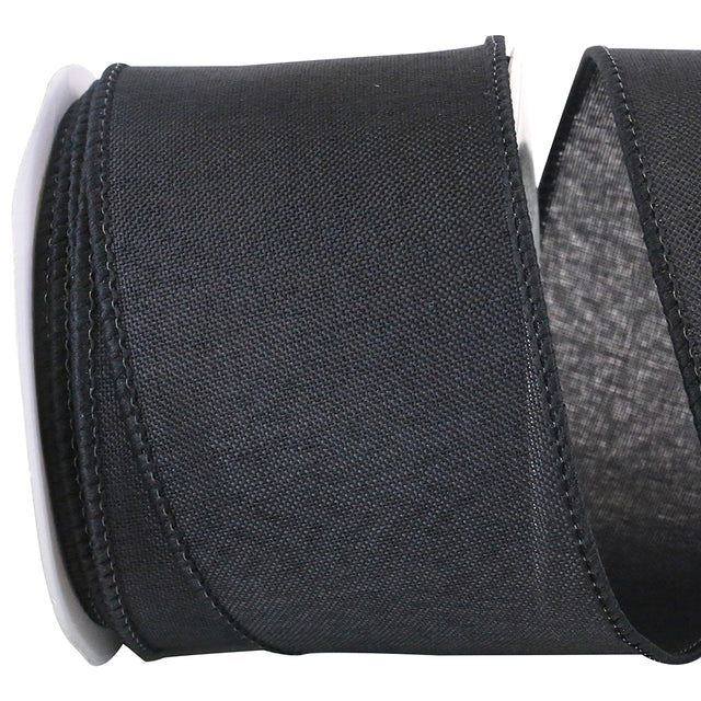 2.5" x 10 Yards Black Linen Ribbon
