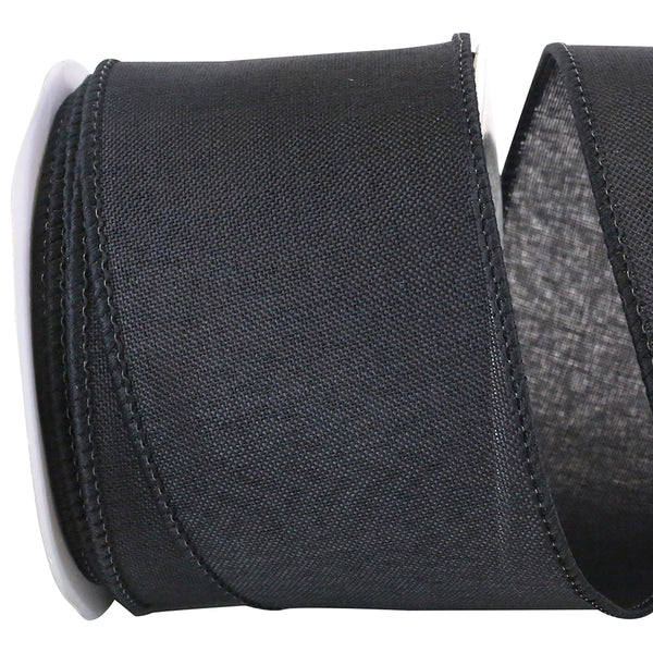 2.5"x10YDS Bird Perched & Snow Tonal Linen Ribbon