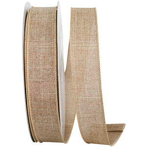 1.5"X50YDS Natural Everyday Linen Value Wired Edge Ribbon