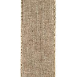 2.5"X50YDS Natural Everyday Linen Value Wired Edge Ribbon