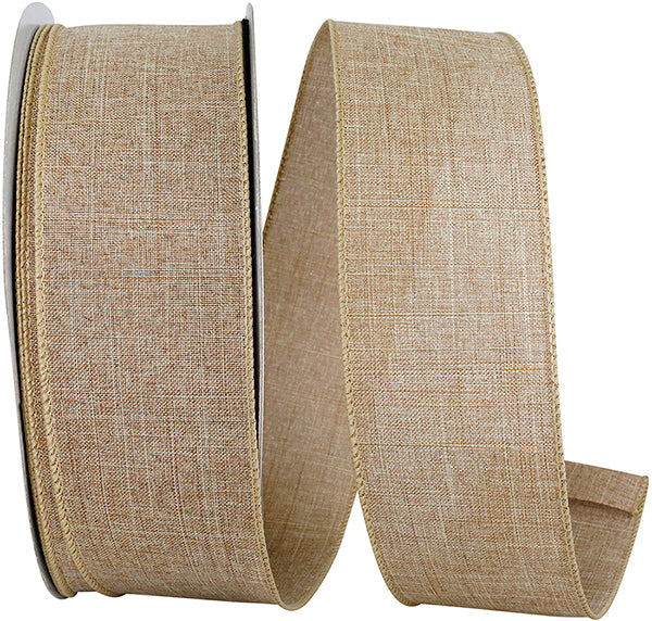 2.5"X50YDS Natural Everyday Linen Value Wired Edge Ribbon
