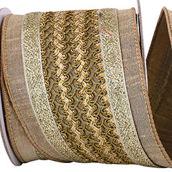 4" X 5 YD Gold Trim Luxury Wired Ribbon