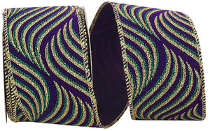 2.5"X10YDS Madri Gras Swirl Steve Wired Edge Ribbon