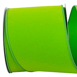 4" X 10 YD Velvet Wired Ribbon | Lime Green