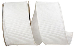 2.5" x 10 Yards Pleated Metallic Lux Wired Edge Ribbon | White