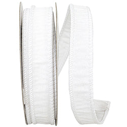 Dupioni Supreme Wired Edge Ribbon | White – 7/8", 1.5", & 2.5" Widths | 10 YDS