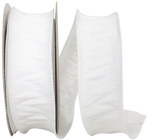 Dupioni Supreme Wired Edge Ribbon | White – 7/8", 1.5", & 2.5" Widths | 10 YDS